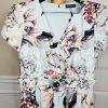 KARL LAGERFELD PARIS Blue Floral Belted Wide Leg Cropped Jumpsuit Size 14