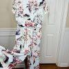 KARL LAGERFELD PARIS Blue Floral Belted Wide Leg Cropped Jumpsuit Size 14