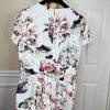 KARL LAGERFELD PARIS Blue Floral Belted Wide Leg Cropped Jumpsuit Size 14