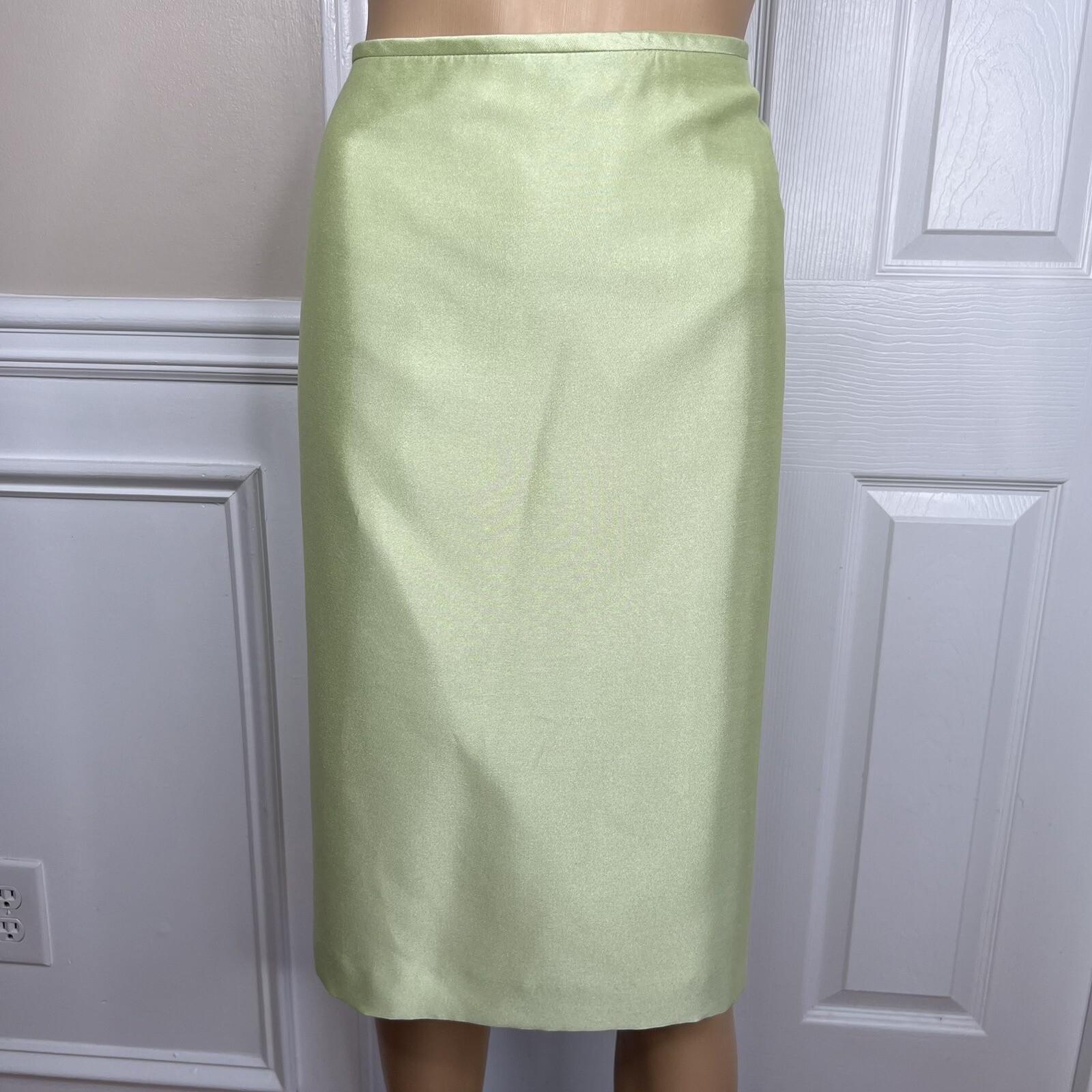 Tahari ASL Luxe Polyester Skirt Suit Size 24W Lemon Green Shawl Collar Lined 2PC
