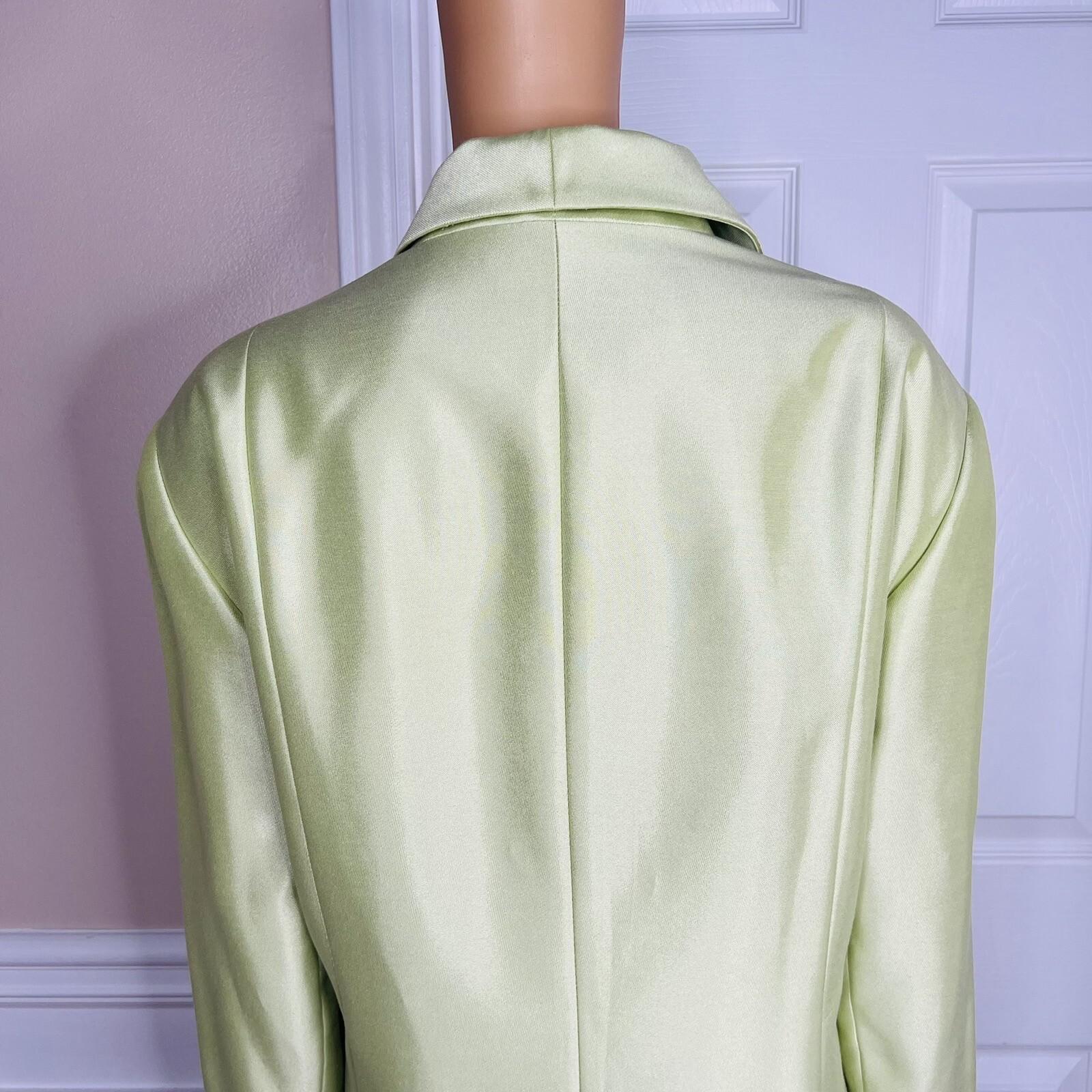 Tahari ASL Luxe Polyester Skirt Suit Size 24W Lemon Green Shawl Collar Lined 2PC