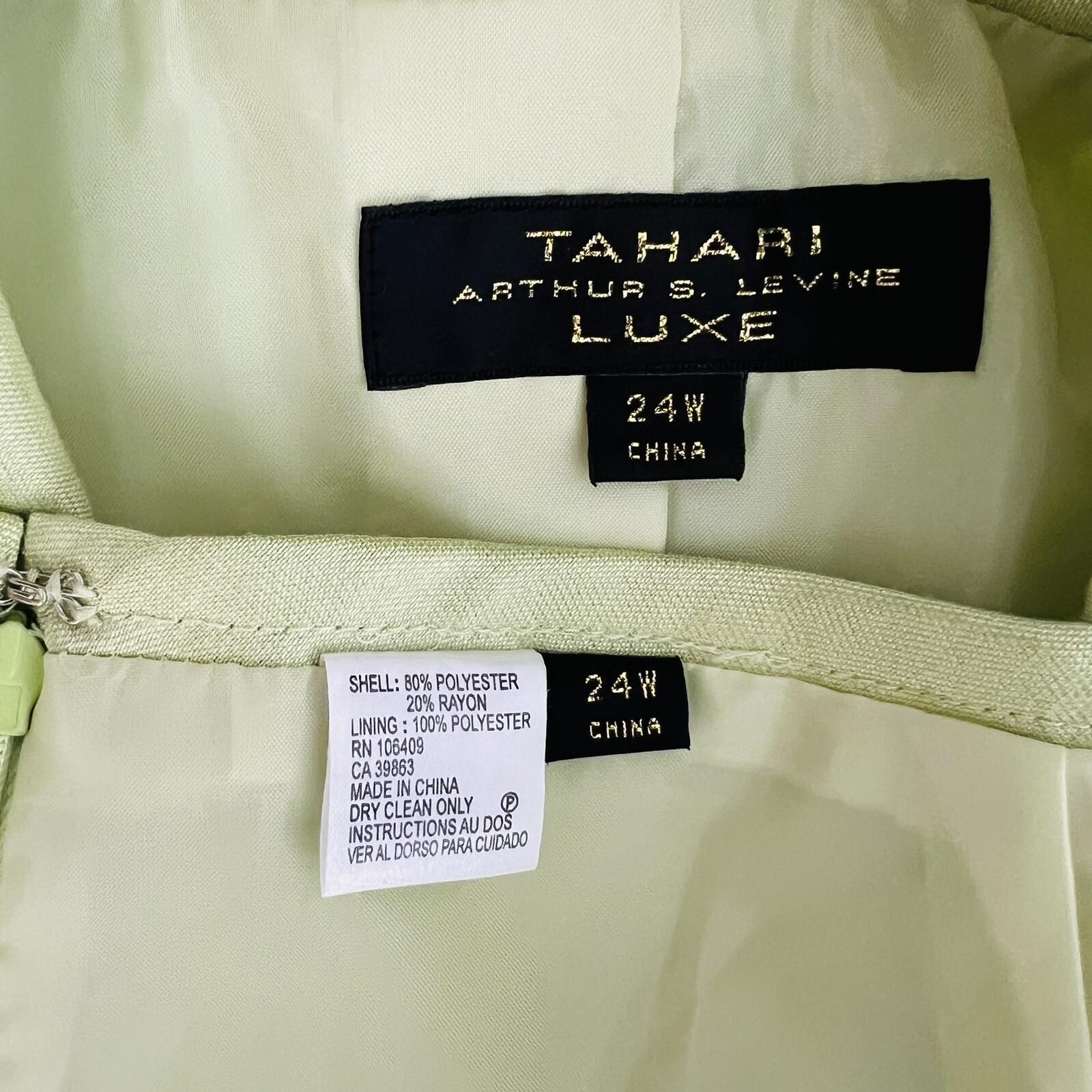 Tahari ASL Luxe Polyester Skirt Suit Size 24W Lemon Green Shawl Collar Lined 2PC