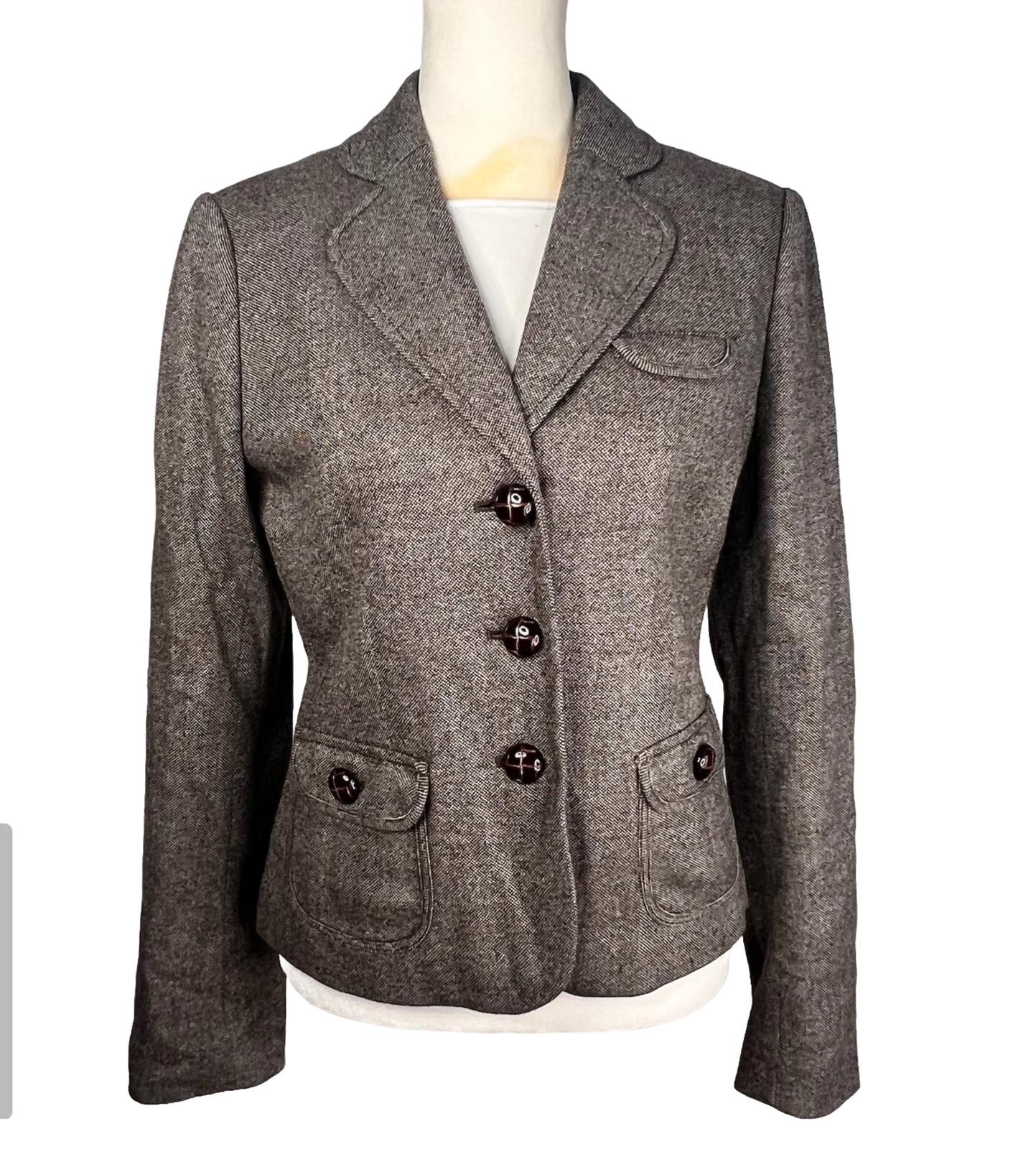 BANANA REPUBLIC Women Brown Wool Rayon Stretch Lined Career Blazer Size 2