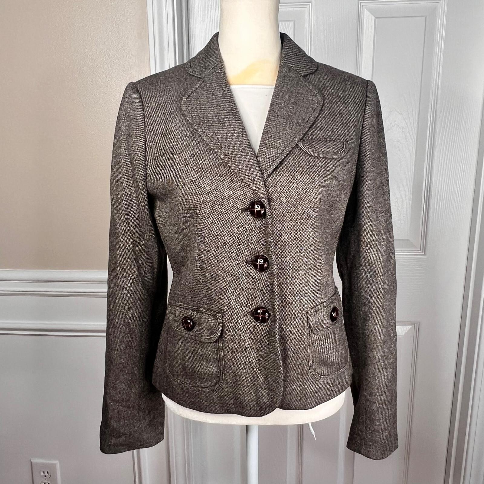 BANANA REPUBLIC Women Brown Wool Rayon Stretch Lined Career Blazer Size 2