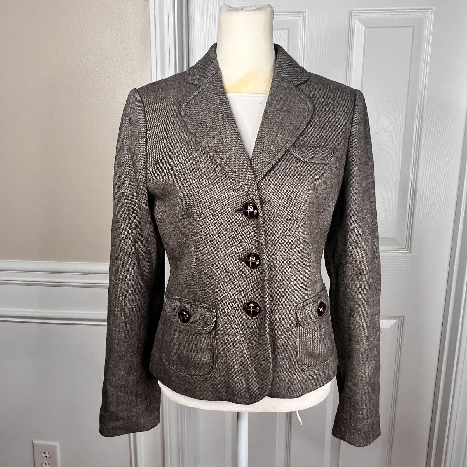 BANANA REPUBLIC Women Brown Wool Rayon Stretch Lined Career Blazer Size 2