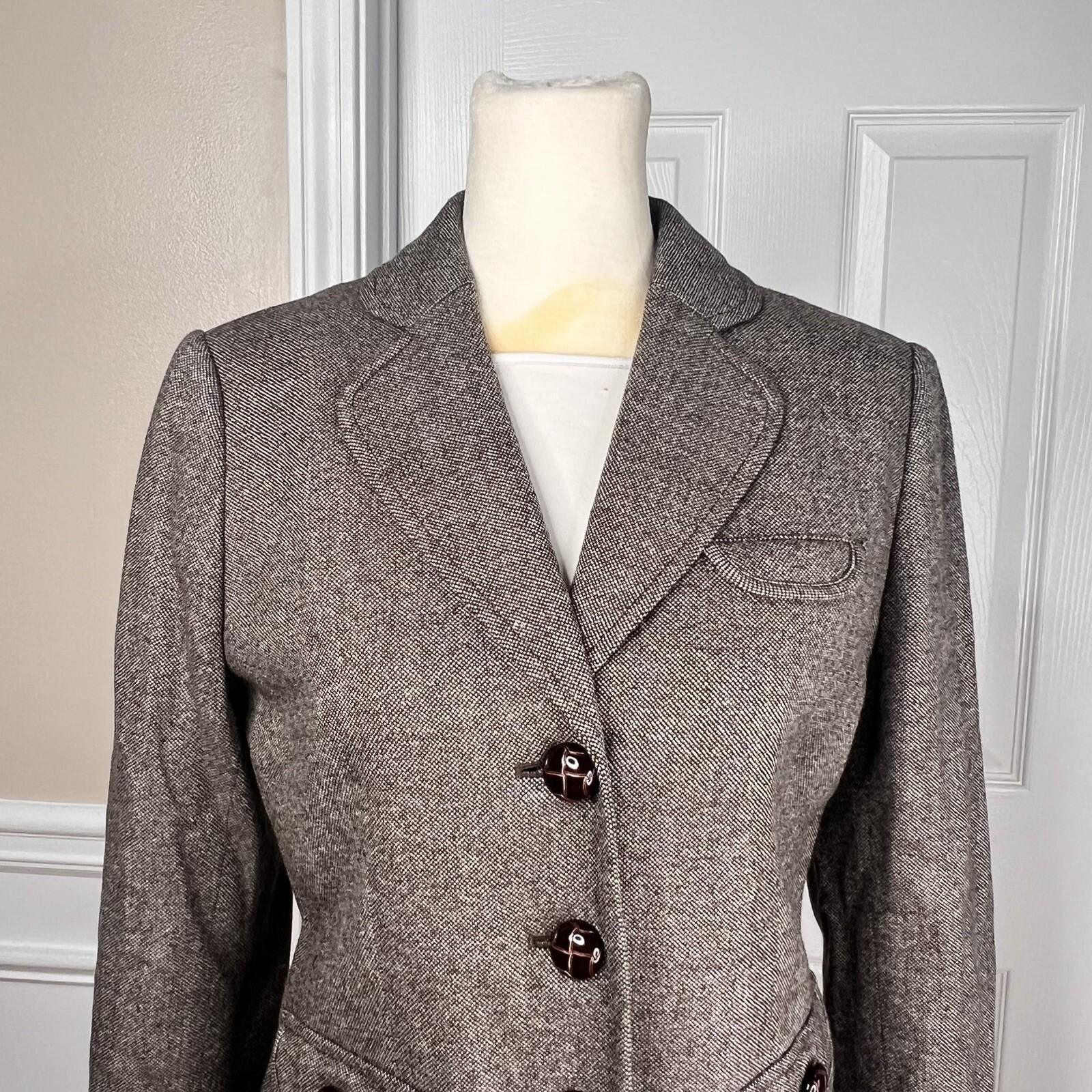 BANANA REPUBLIC Women Brown Wool Rayon Stretch Lined Career Blazer Size 2
