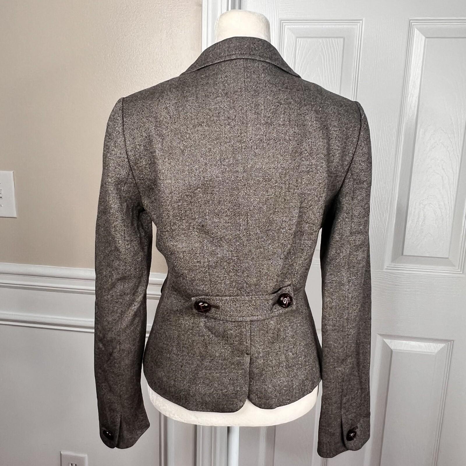 BANANA REPUBLIC Women Brown Wool Rayon Stretch Lined Career Blazer Size 2