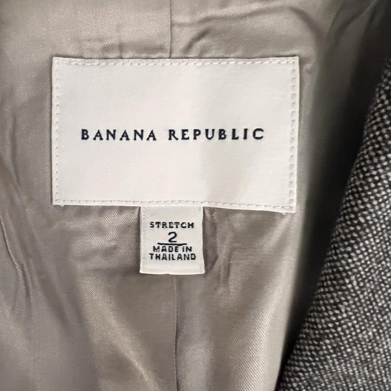 BANANA REPUBLIC Women Brown Wool Rayon Stretch Lined Career Blazer Size 2