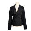 BANANA REPUBLIC Black Metallic Viscose Blend Ruffle Lined Zip Up Blazer Size 2