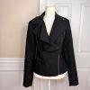 BANANA REPUBLIC Black Metallic Viscose Blend Ruffle Lined Zip Up Blazer Size 2