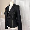 BANANA REPUBLIC Black Metallic Viscose Blend Ruffle Lined Zip Up Blazer Size 2