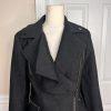 BANANA REPUBLIC Black Metallic Viscose Blend Ruffle Lined Zip Up Blazer Size 2