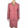 Kasper Women Polyester Skirt Suit Size 8P Coral 3 Button Lined Notch Collar 2PC