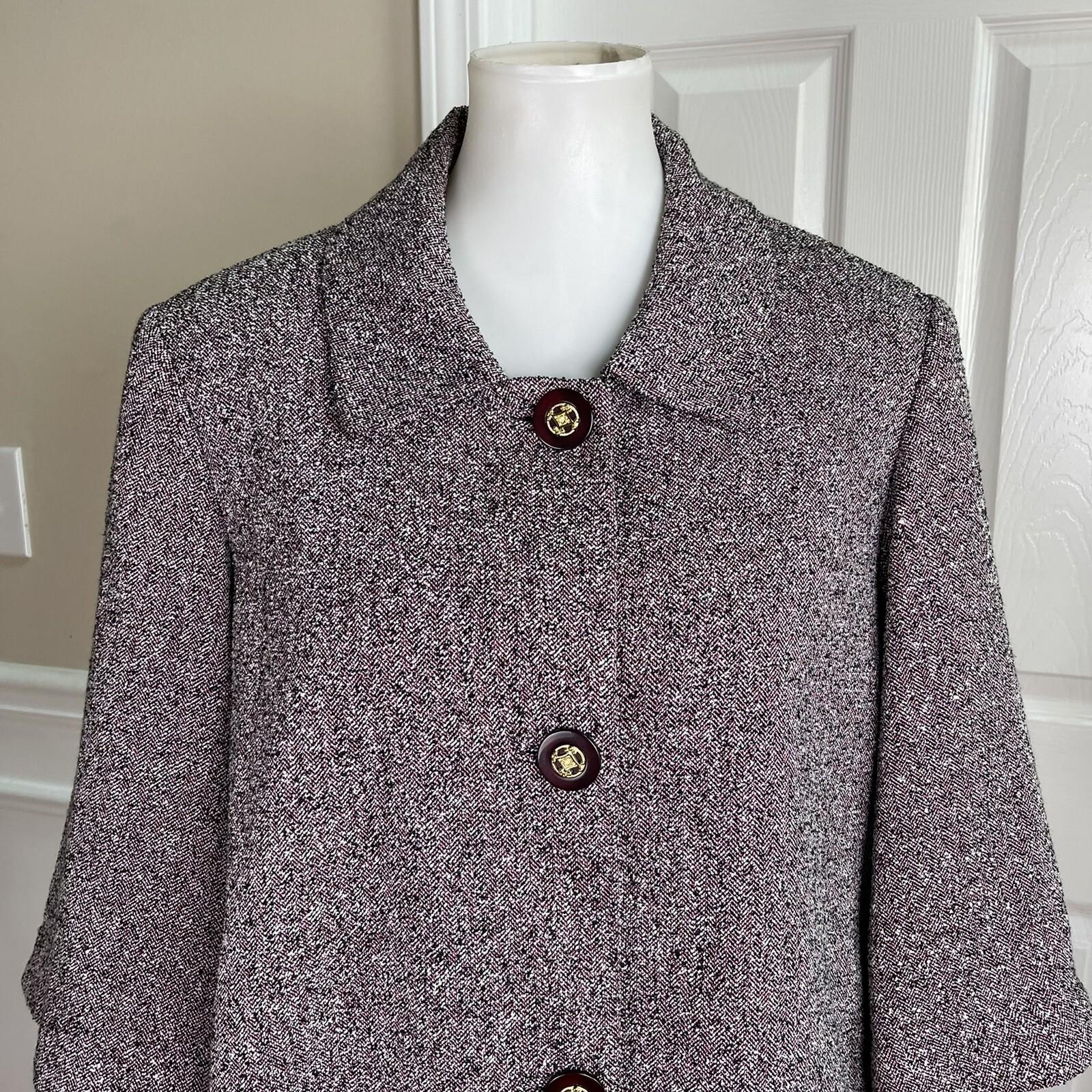 New JOHN MEYER Women Purple Black Polyester Viscose Flared skirt Suit Size 14