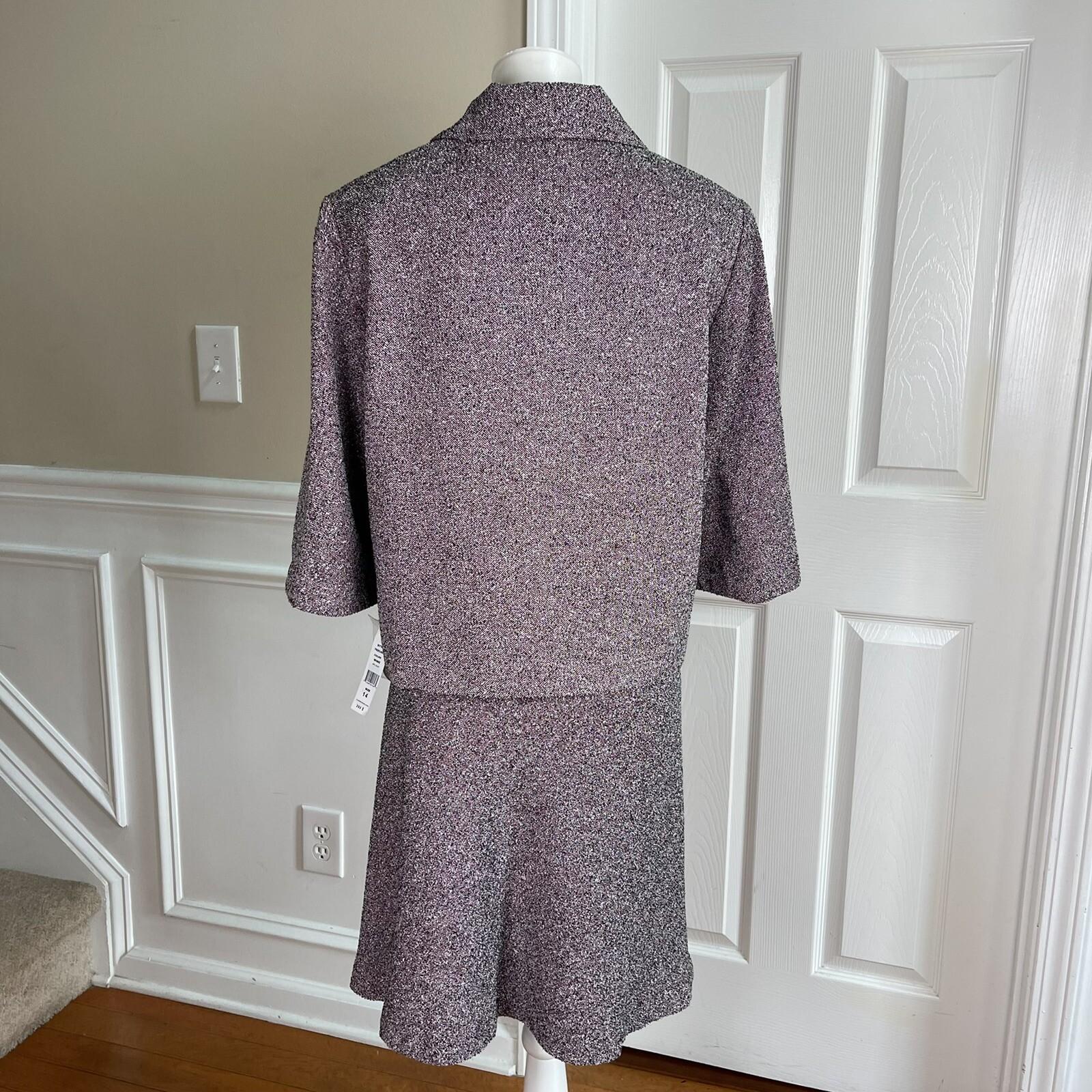 New JOHN MEYER Women Purple Black Polyester Viscose Flared skirt Suit Size 14