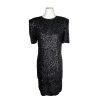 LAURENCE KAZAR NEW York Black Silk Beaded Knee Length Tiered Dress Size M