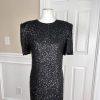 LAURENCE KAZAR NEW York Black Silk Beaded Knee Length Tiered Dress Size M