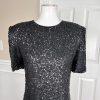 LAURENCE KAZAR NEW York Black Silk Beaded Knee Length Tiered Dress Size M
