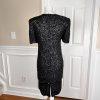 LAURENCE KAZAR NEW York Black Silk Beaded Knee Length Tiered Dress Size M