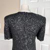 LAURENCE KAZAR NEW York Black Silk Beaded Knee Length Tiered Dress Size M