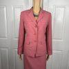 Kasper Women Polyester Skirt Suit Size 8P Coral 3 Button Lined Notch Collar 2PC