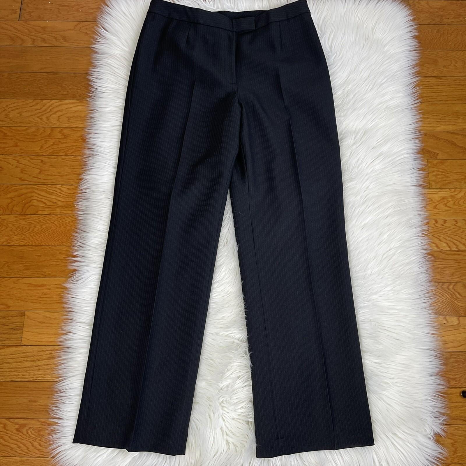 Le Suit Polyester Pant Suit Size 8P Black Striped Shawl Collar Faux pockets 2PC