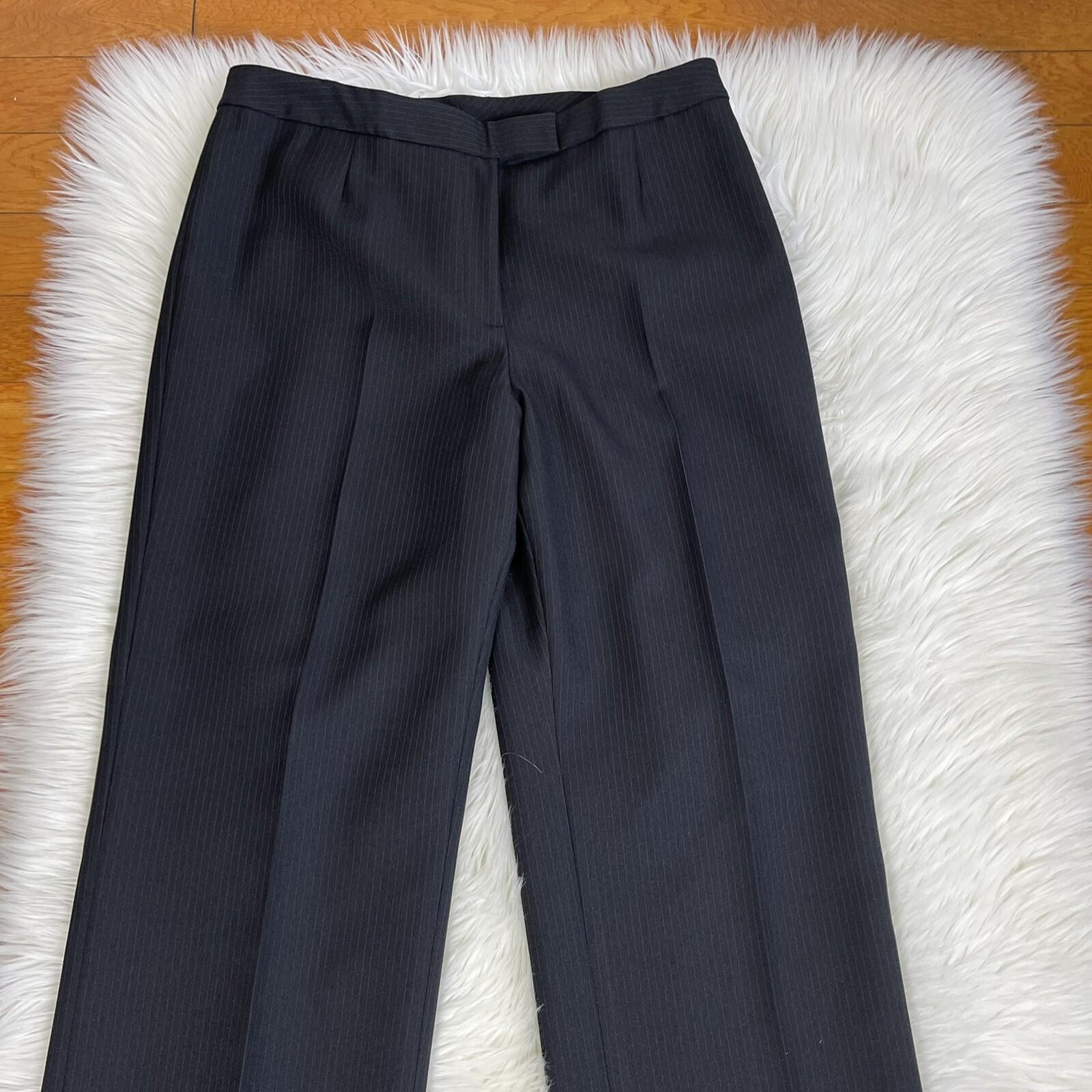 Le Suit Polyester Pant Suit Size 8P Black Striped Shawl Collar Faux pockets 2PC
