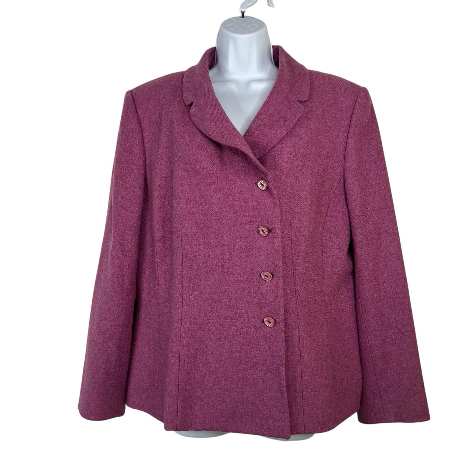 Kasper Wool Blazer 16 Pink Wrap Shawl Collar Iconic Cocktail Business New