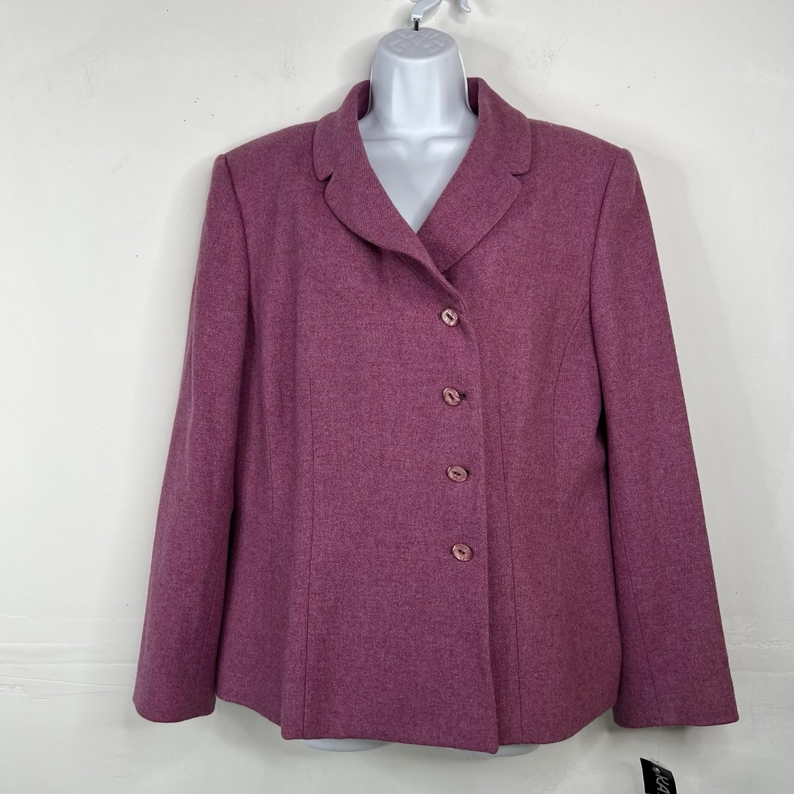 Kasper Wool Blazer 16 Pink Wrap Shawl Collar Iconic Cocktail Business New