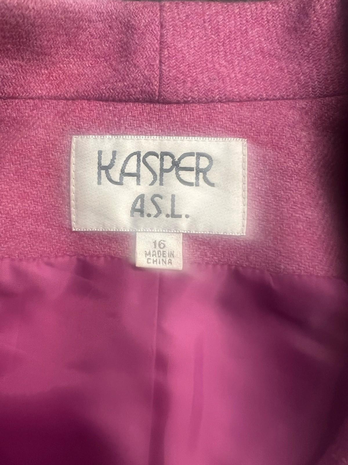 Kasper Wool Blazer 16 Pink Wrap Shawl Collar Iconic Cocktail Business New
