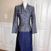 SCOTT McCLINTOCK Women 2PC Blue Gray Acetate Lined Maxi Skirt Suit Size 6
