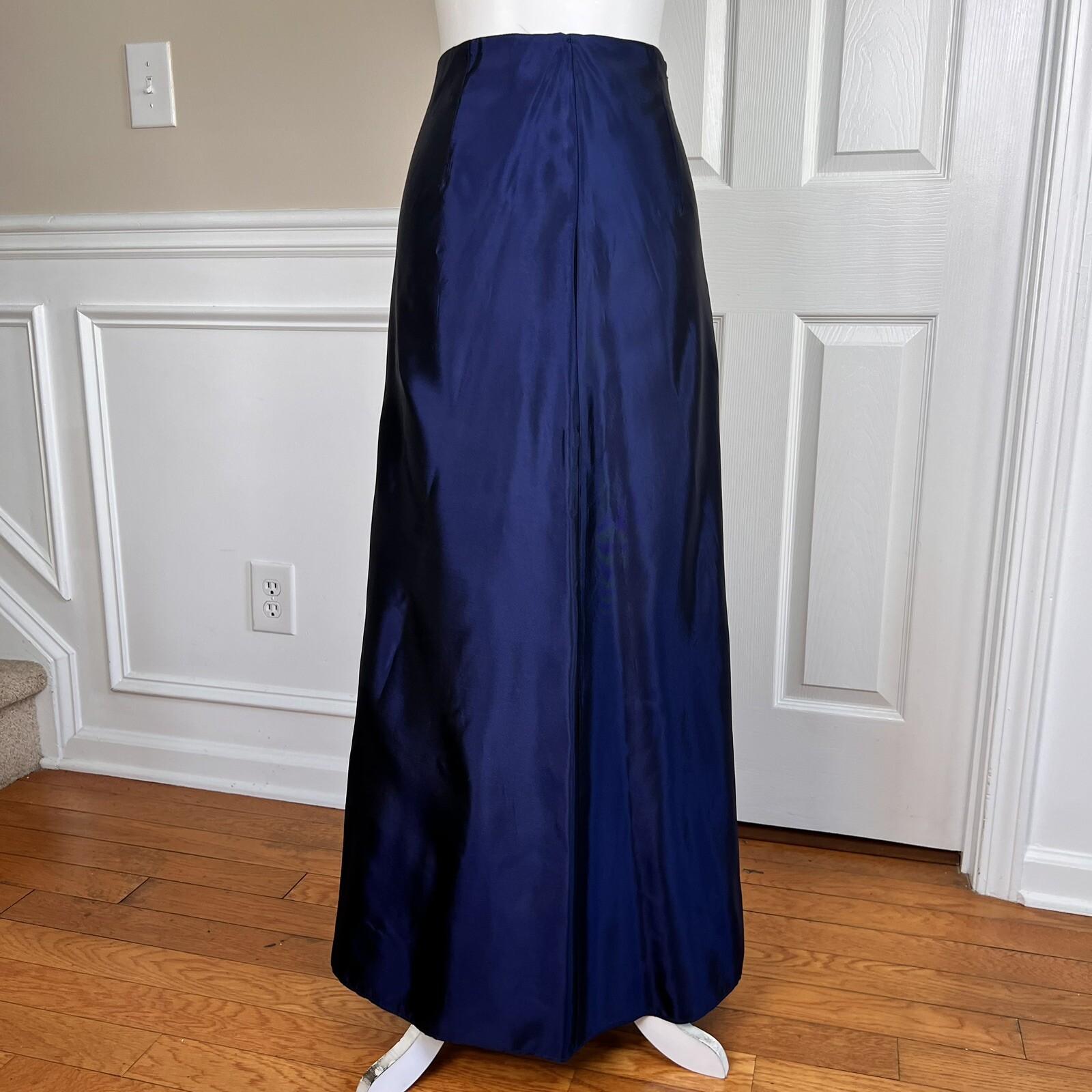 SCOTT McCLINTOCK Women 2PC Blue Gray Acetate Lined Maxi Skirt Suit Size 6