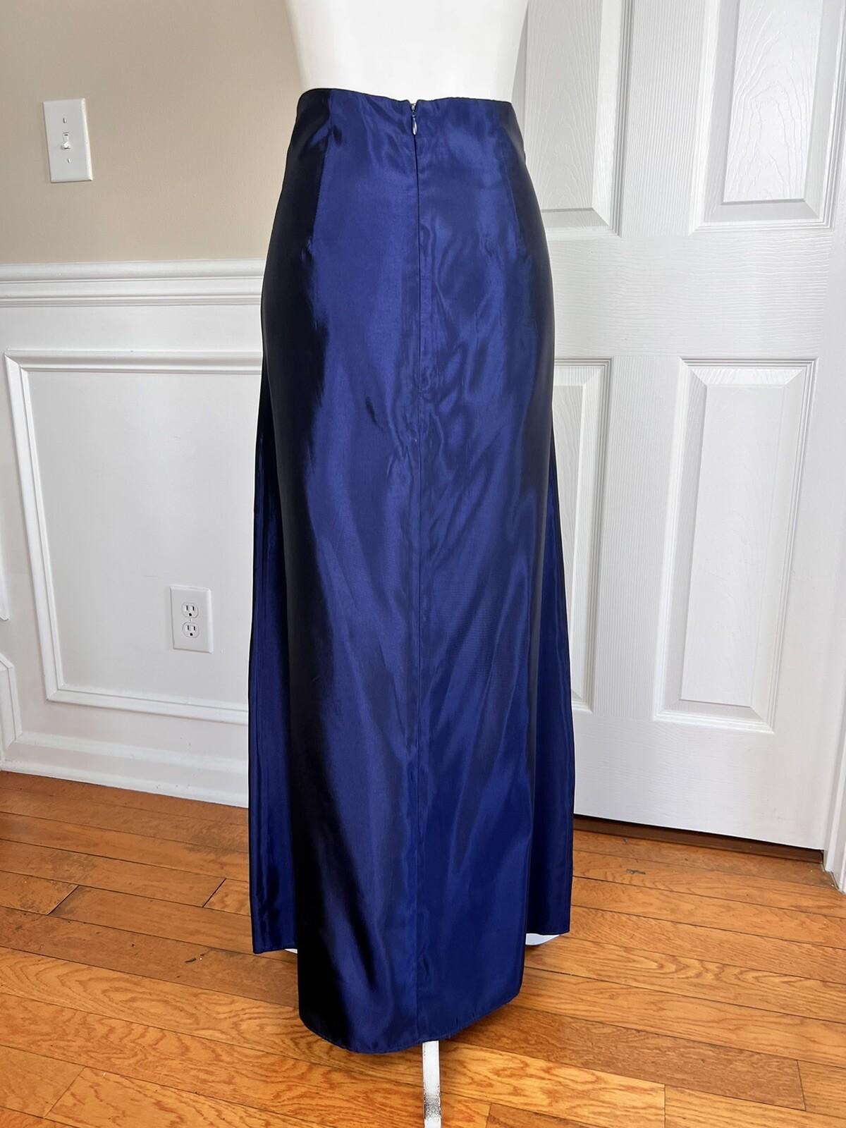 SCOTT McCLINTOCK Women 2PC Blue Gray Acetate Lined Maxi Skirt Suit Size 6