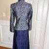 SCOTT McCLINTOCK Women 2PC Blue Gray Acetate Lined Maxi Skirt Suit Size 6