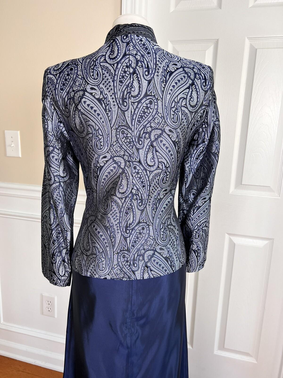 SCOTT McCLINTOCK Women 2PC Blue Gray Acetate Lined Maxi Skirt Suit Size 6