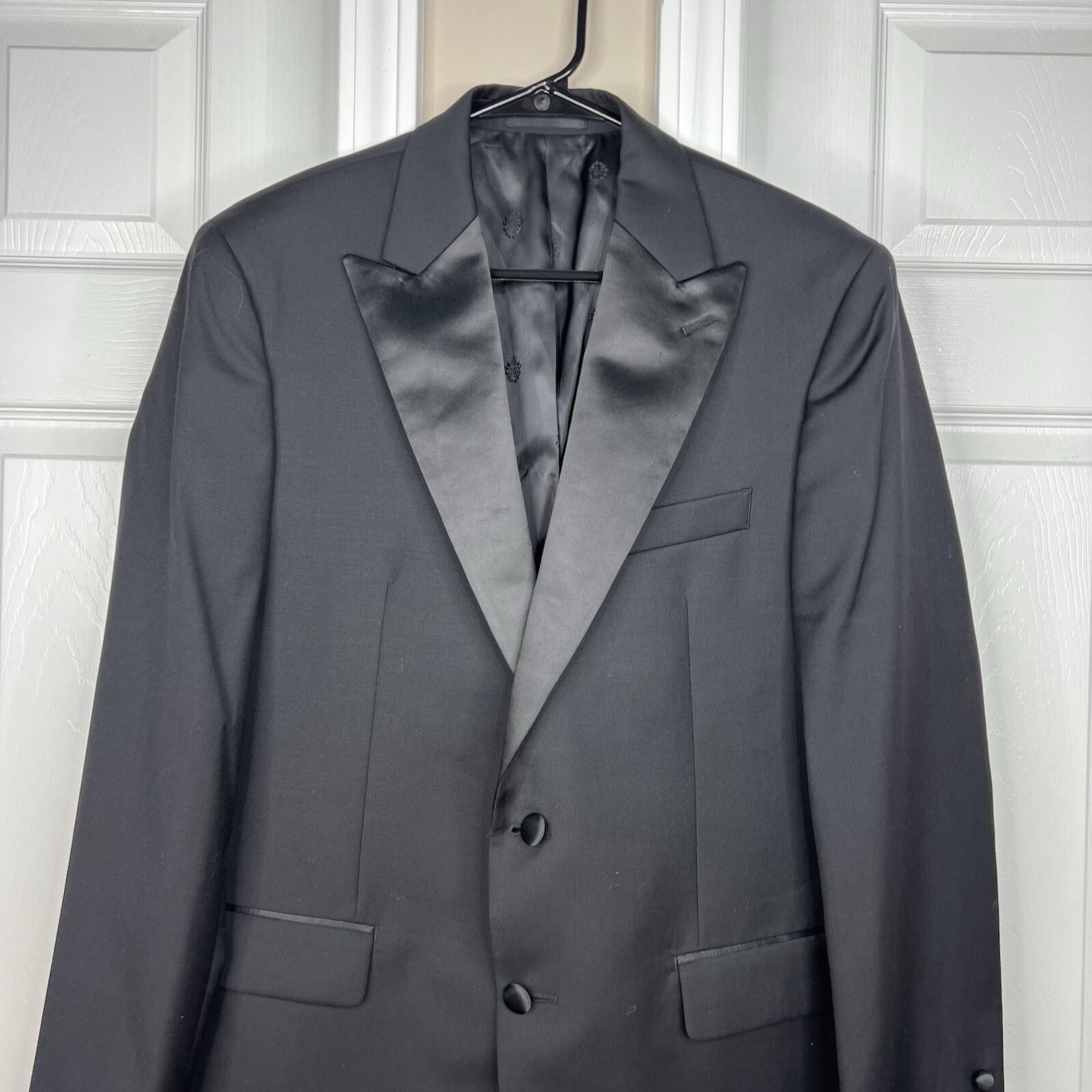 Lauren Ralph Lauren Wool Polyester Tuxedo Black Blazer 40R Black Label One vent