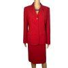 10-4914.jpg Le Suit Women Polyester Skirt Suit Size 10 Red Lined Notch Collar Cocktail 2PC