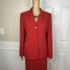 10-4916.jpg Le Suit Women Polyester Skirt Suit Size 10 Red Lined Notch Collar Cocktail 2PC