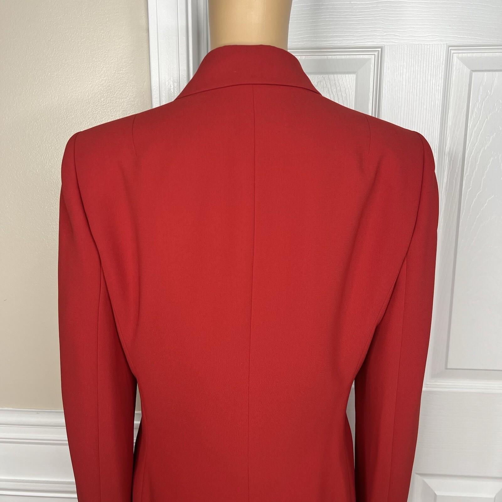 10-4922.jpg Le Suit Women Polyester Skirt Suit Size 10 Red Lined Notch Collar Cocktail 2PC