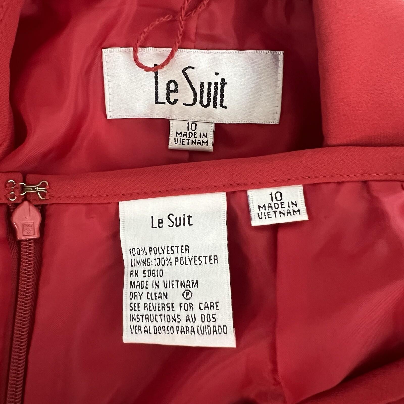 10-4923.jpg Le Suit Women Polyester Skirt Suit Size 10 Red Lined Notch Collar Cocktail 2PC