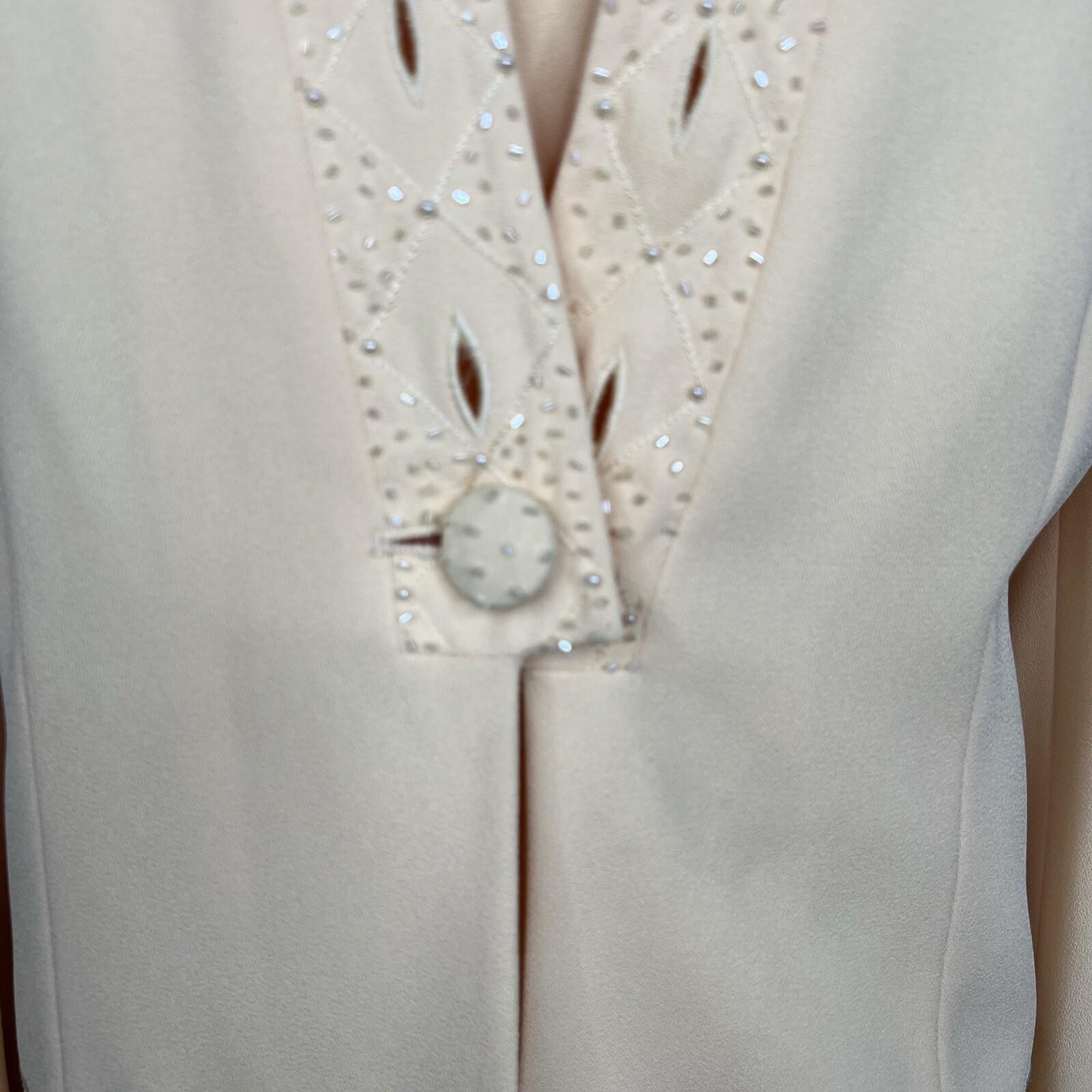 Donna Vinci Polyester Beaded Butter Skirt Suit 20 Lined Collarless Cocktail 2PC