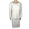 Le Suit Women Polyester Skirt Suit Size 22W Beige 3/4 Sleeves Collarless 2PC