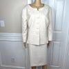 Le Suit Women Polyester Skirt Suit Size 22W Beige 3/4 Sleeves Collarless 2PC