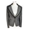 KASPER Women Gray Black Polyester Lined Notch Collar Blazer Size 12