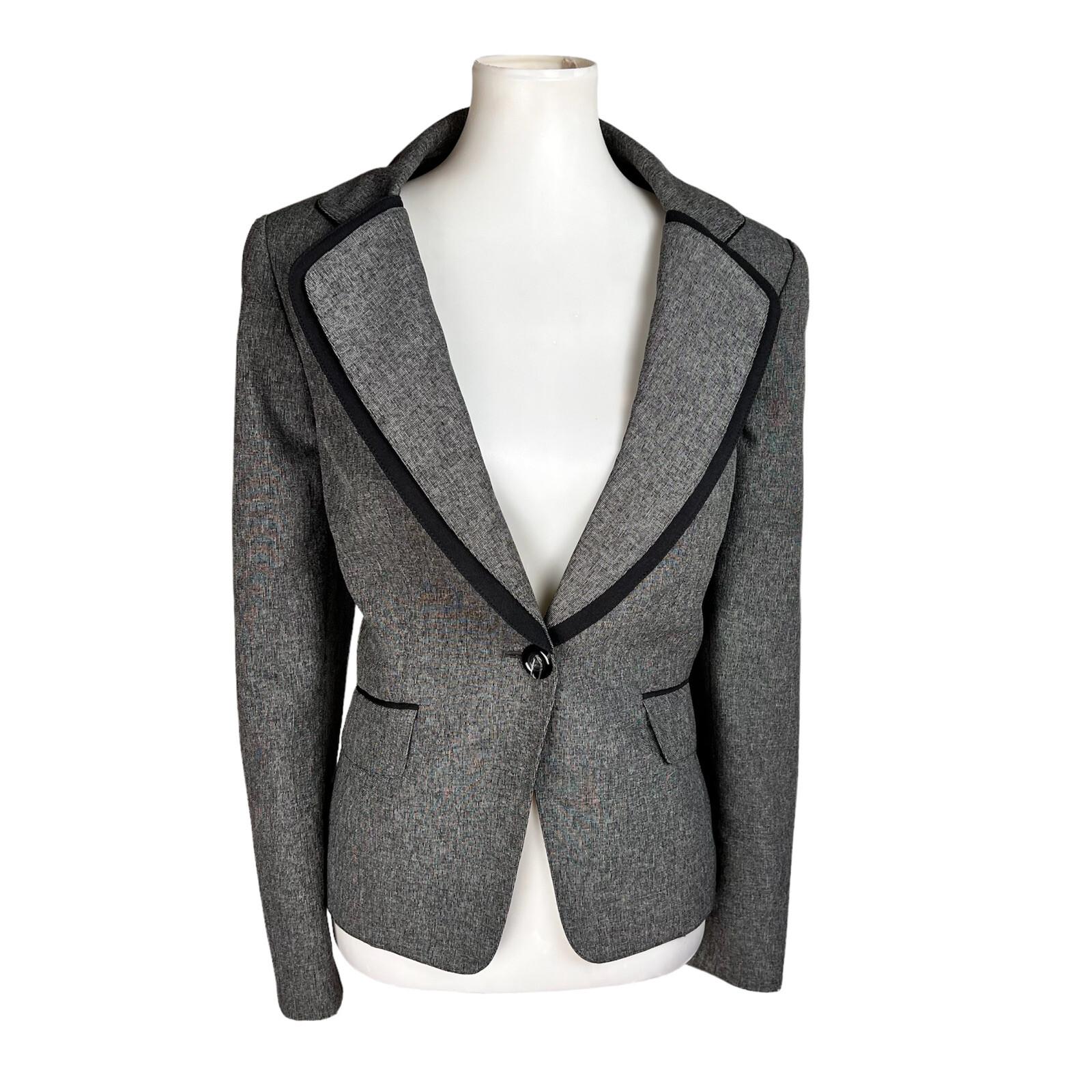 KASPER Women Gray Black Polyester Lined Notch Collar Blazer Size 12