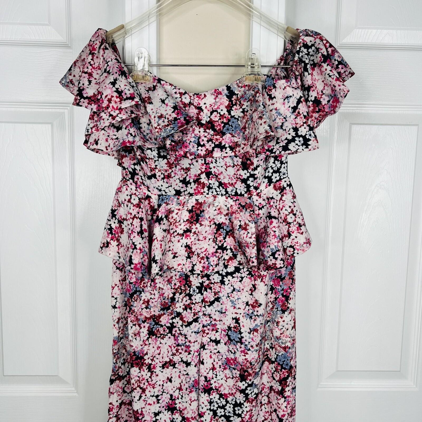 Michael Costello X Revolve Polyester Stretch Jumpsuit XS Pink Blossom Peplum