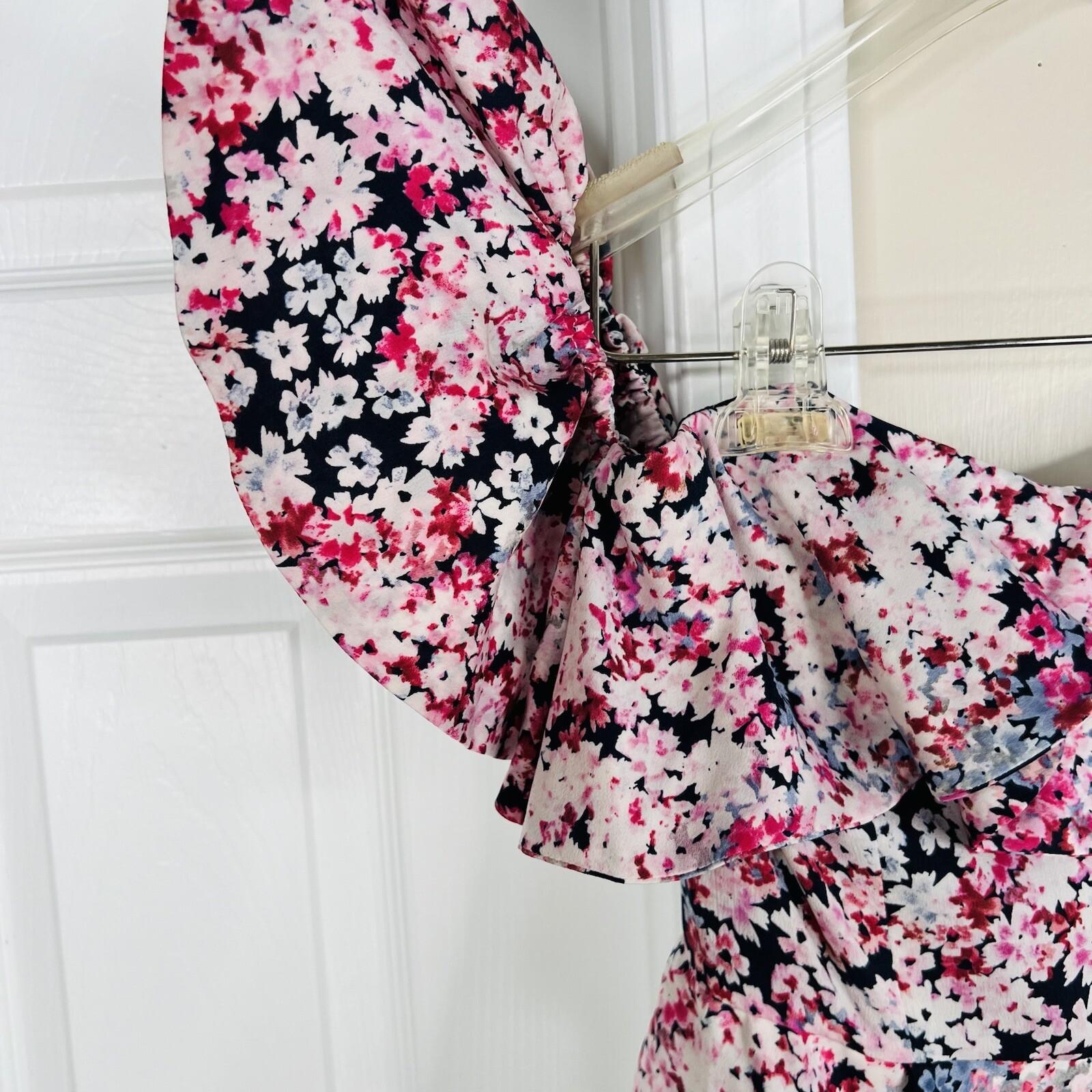 Michael Costello X Revolve Polyester Stretch Jumpsuit XS Pink Blossom Peplum
