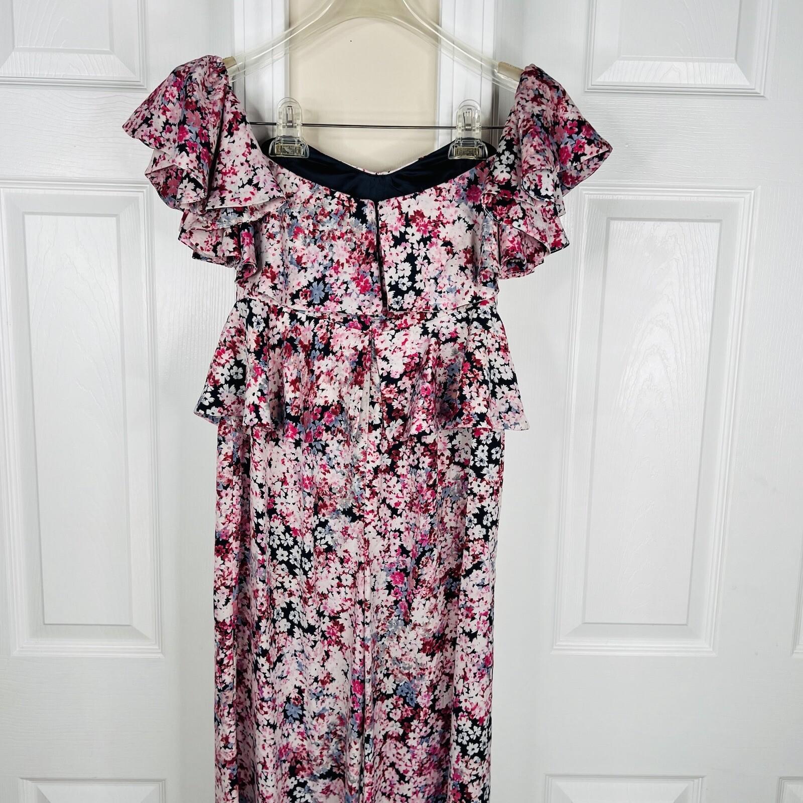 Michael Costello X Revolve Polyester Stretch Jumpsuit XS Pink Blossom Peplum