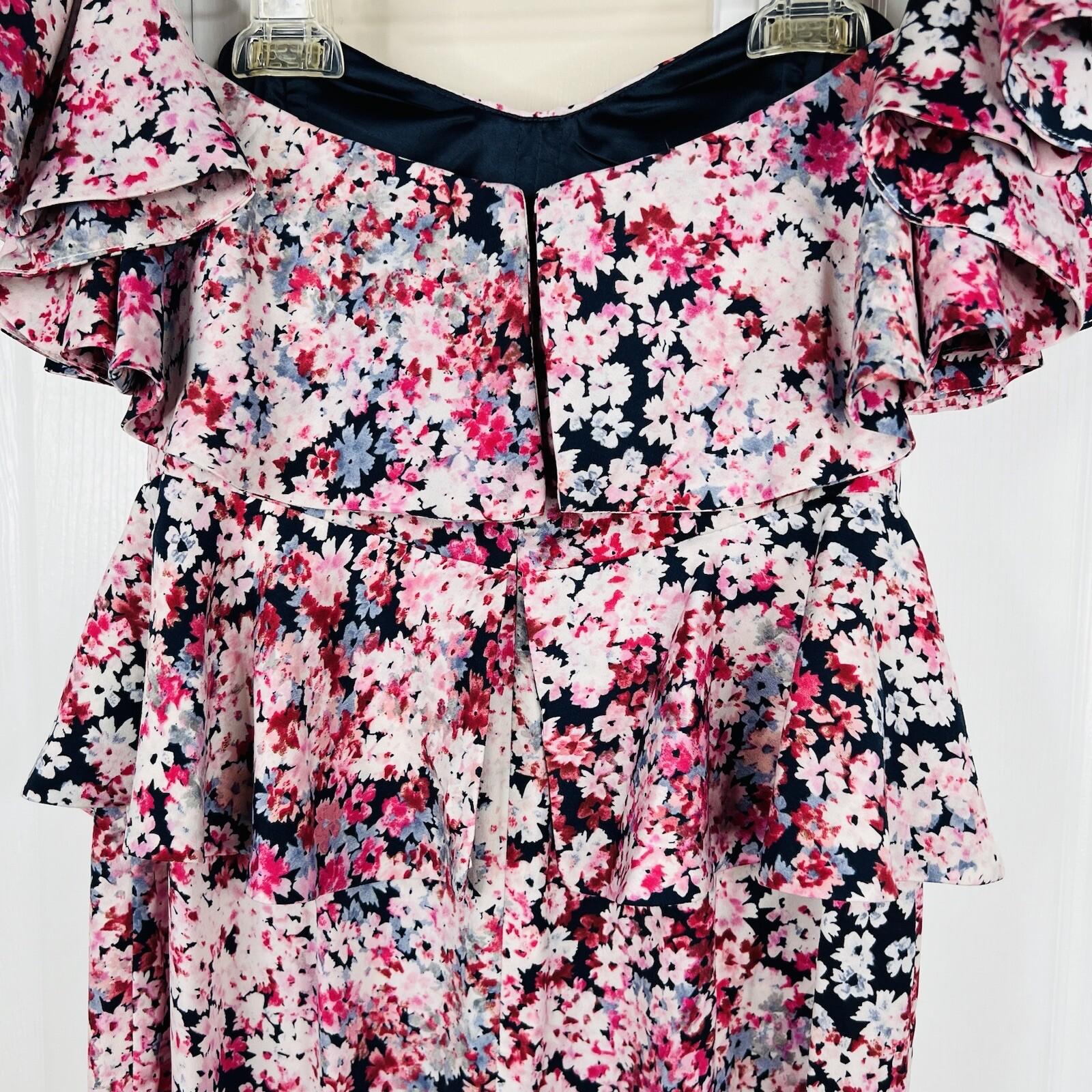 Michael Costello X Revolve Polyester Stretch Jumpsuit XS Pink Blossom Peplum