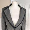 KASPER Women Gray Black Polyester Lined Notch Collar Blazer Size 12